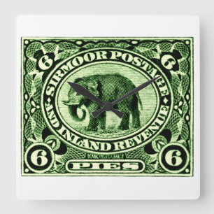 Relógio Quadrado Elefante dos Estados de Princesa Indianos 1895