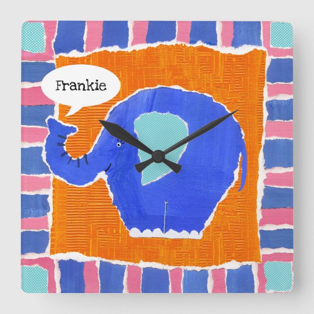 Relógio Quadrado Elefante Personalizado (Frente)