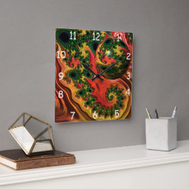 Relógio Quadrado Elegância Fiery - Um estudo sobre complexidade