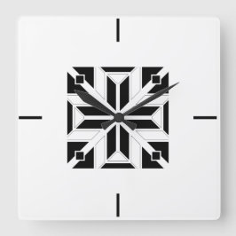 Relógio Quadrado Elegant Black and White Geometric Pattern