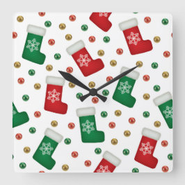 Relógio Quadrado Elegant Christmas Wall Clock – Festive Winter Time