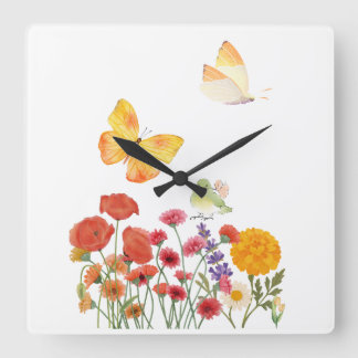 Relógio Quadrado Elegant Floral & Butterfly Wall Clock – Beautiful