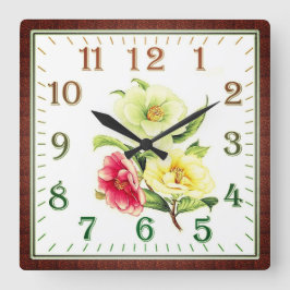 Relógio Quadrado Elegant Floral Square Acrylic Wall Clock