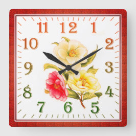 Relógio Quadrado Elegant Floral Square Acrylic Wall Clock