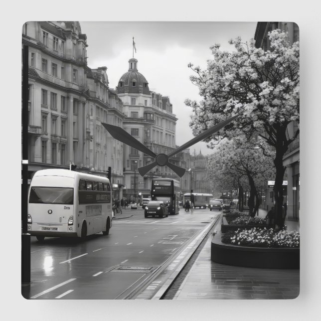 Relógio Quadrado Elegant Street View (Frente)