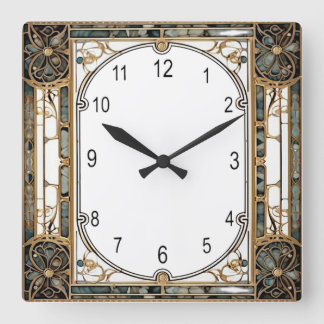 Relógio Quadrado Elegante Art Déco