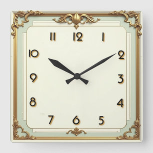Relógio Quadrado Elegante Art Déco