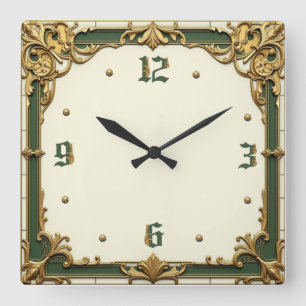 Relógio Quadrado Elegante Art Deco