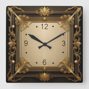 Relógio Quadrado Elegante Art Déco