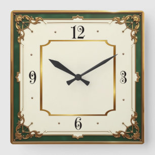 Relógio Quadrado Elegante Art Déco