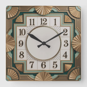 Relógio Quadrado Elegante Art Déco