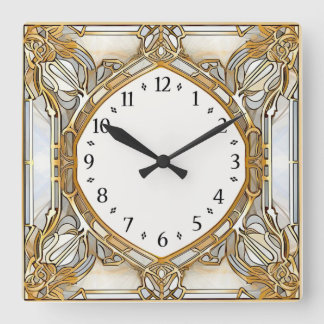 Relógio Quadrado Elegante Art Déco 