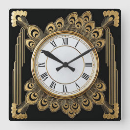 Relógio Quadrado Elegante Art Déco