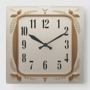 Relógio Quadrado Elegante Art Déco Dourado