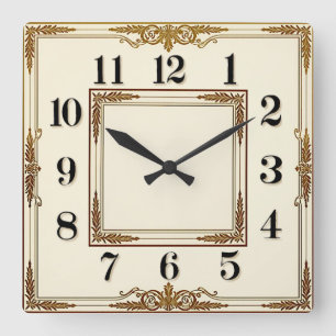 Relógio Quadrado Elegante Arte Deco Branco