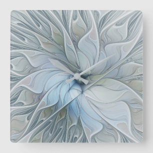 Relógio Quadrado Elegante Beleza Arte Fractal Abstrata Moderna Flor