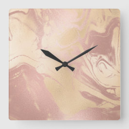 Relógio Quadrado Elegante de rosa de cobre de ouro moderno