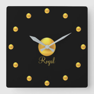 Relógio Quadrado Elegante Dourado Real