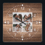 Relógio Quadrado elegante mrs & mr 4 fotos colagem casamento rústic<br><div class="desc">fotos de freepik.com elegante mrs & mr mínimo 4 fotos colagem de madeiras rústicas aniversário de casamento Square Wall Clock</div>