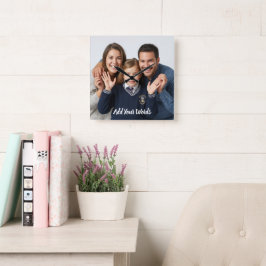 Relógio Quadrado Elegante Personalizado com Foto e Texto Personaliz