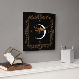 Relógio Quadrado Elegante, Vintage, Conto de Fadas Mágico Vitoriano