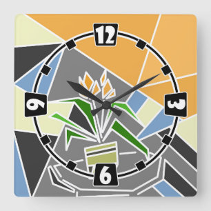 Relógio Quadrado Elemento de textura do mosaico romântico florais f