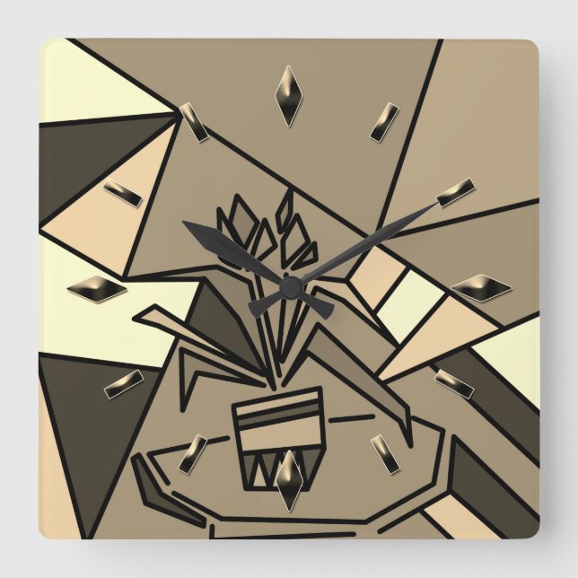 Relógio Quadrado Elementos românticos de textura mosaica vitrosos f (Frente)