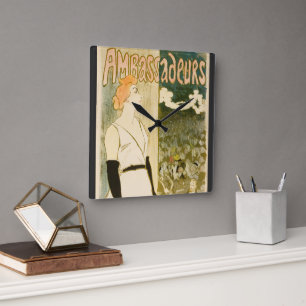 Relógio Quadrado Embaixadores Yvette Guilbert por Theophile Steinle