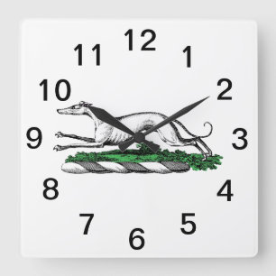Relógio Quadrado Emblem de Tremor Greyhound com Crest Heráldica