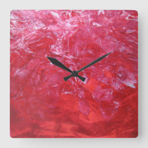 Relógio Quadrado Emerge Red Carnation Floral White Abstract Art
