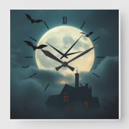 Relógio Quadrado Enchanting Haunted Moon Clock | Luxury Gothic Art