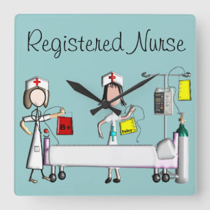 Relógio Quadrado Enfermeiro Art Clock "The Hospital Room"