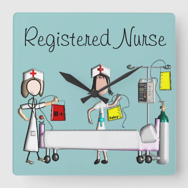 Relógio Quadrado Enfermeiro Art Clock "The Hospital Room" (Frente)