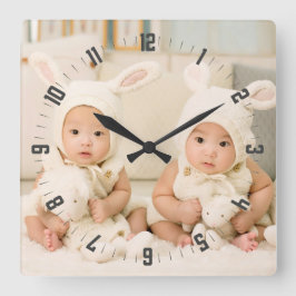 Relógio Quadrado Enfermeiro de Fotografias de Gêmeos Adoráveis