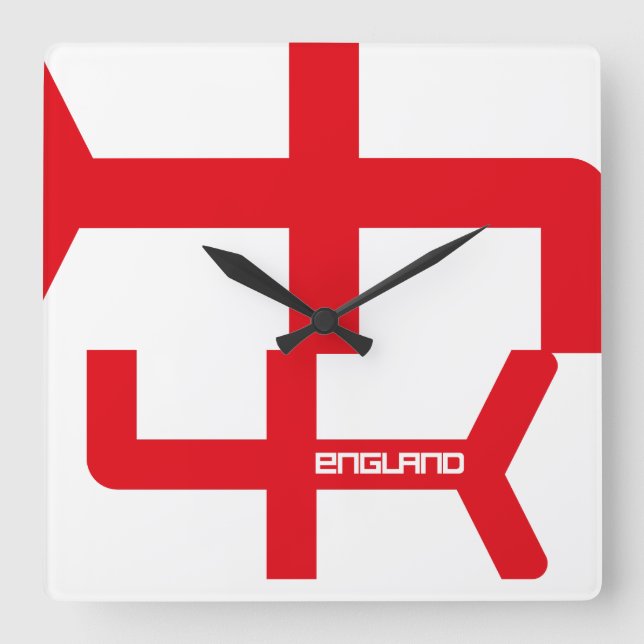 RELÓGIO QUADRADO ENGLAND VER UK FLAG TEXT BY MASANSER PIXELAT (Frente)