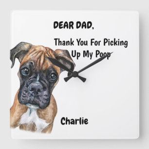 Relógio Quadrado Engraçada Boxila Cachorro Cachorro Pai Aquarela Ar