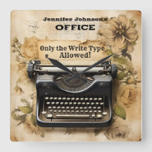 Engraçado Floral Vintage Typewrite Wall Clock