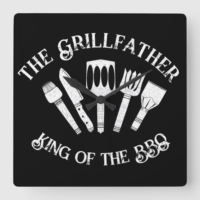 Relógio Quadrado Engraçado "O Grilldad": Presente de CHURRASCO Engr (Frente)