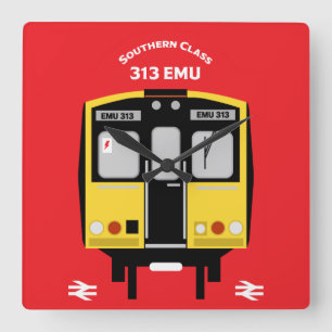 Relógio Quadrado Entusiasta do trem ferroviário britânico