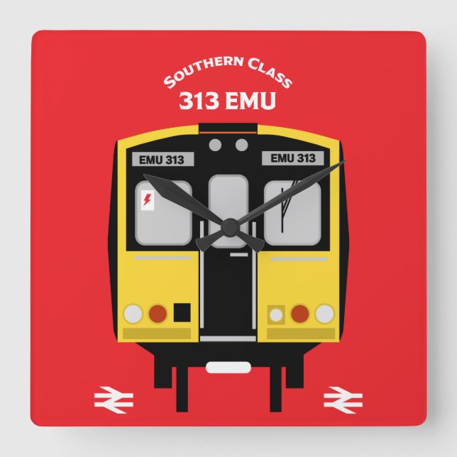 Relógio Quadrado Entusiasta do trem ferroviário britânico (Frente)