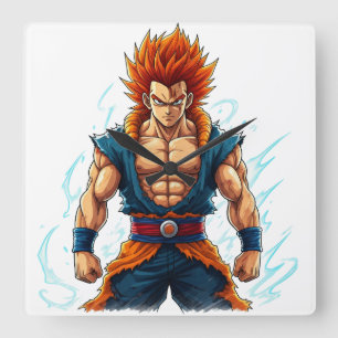 Relógio Quadrado erudito decal do herói de animação otaku