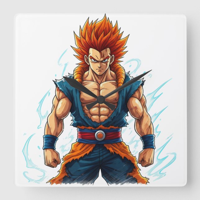 Relógio Quadrado erudito decal do herói de animação otaku (Frente)