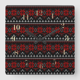 Relógio Quadrado Escandinavo, tricô