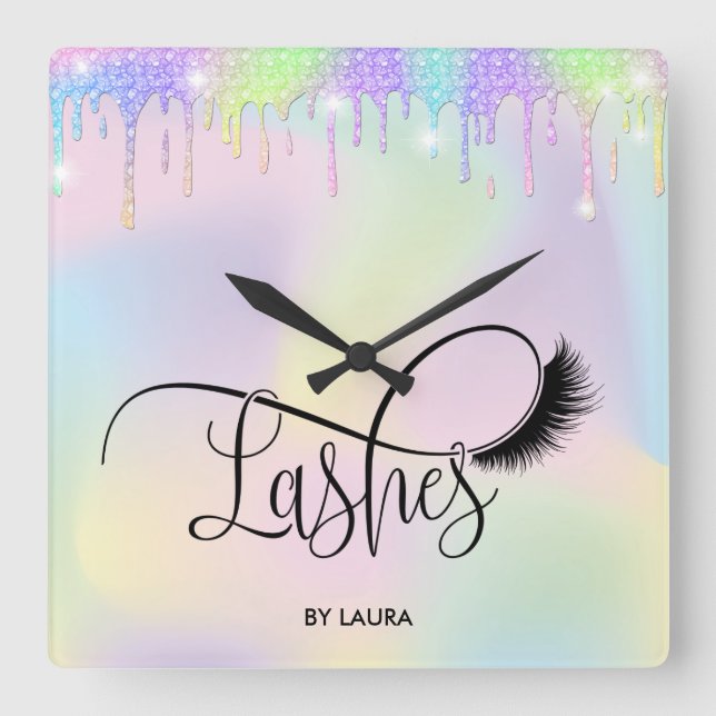 Relógio Quadrado Escoamento Moderno O Folheto Holográfico Pisca Olh (Frente)