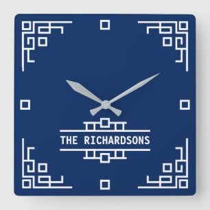 Relógio Quadrado Escolha sua beira geométrica retro do art deco da