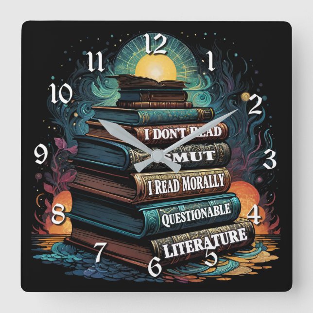 Relógio Quadrado Escolhas de Livros Humor (Frente)