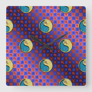 Relógio Quadrado Escorpião & Boi de Metal