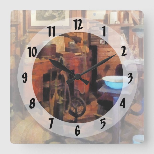 Relógio Quadrado Escritório Dental Com Drill (Frente)