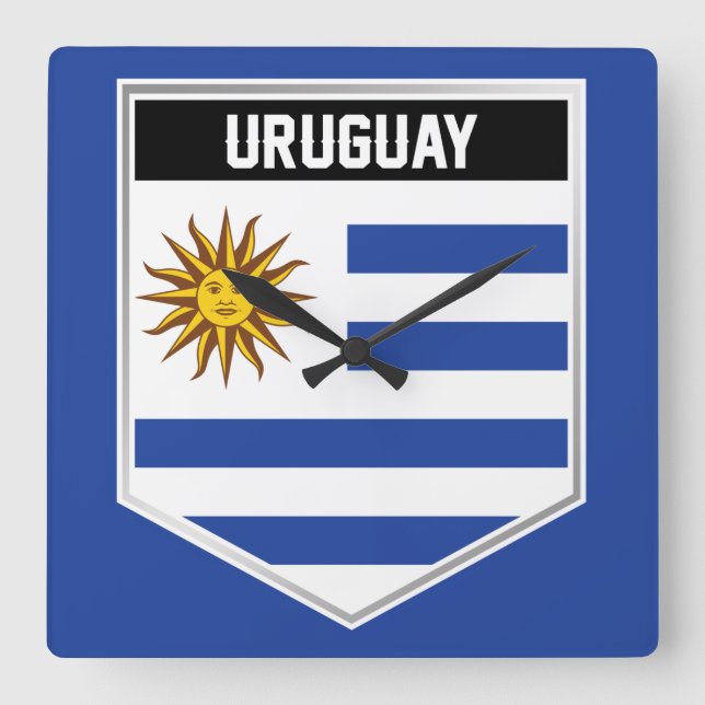 Relógio Quadrado Escudo do Sinalizador Uruguai (Frente)