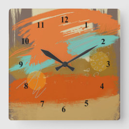 Relógio Quadrado Esferas dos Círculos de Pintura na Paisagem abstra